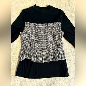 Sandy Liang Target collab. Never worn ribbed mock neck gingham smocked detail.